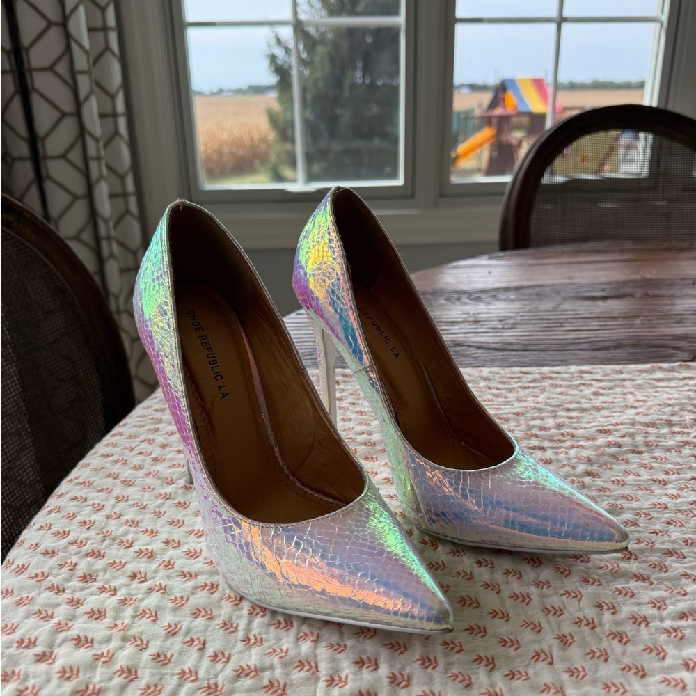 Iridescent Snakeskin High Heels